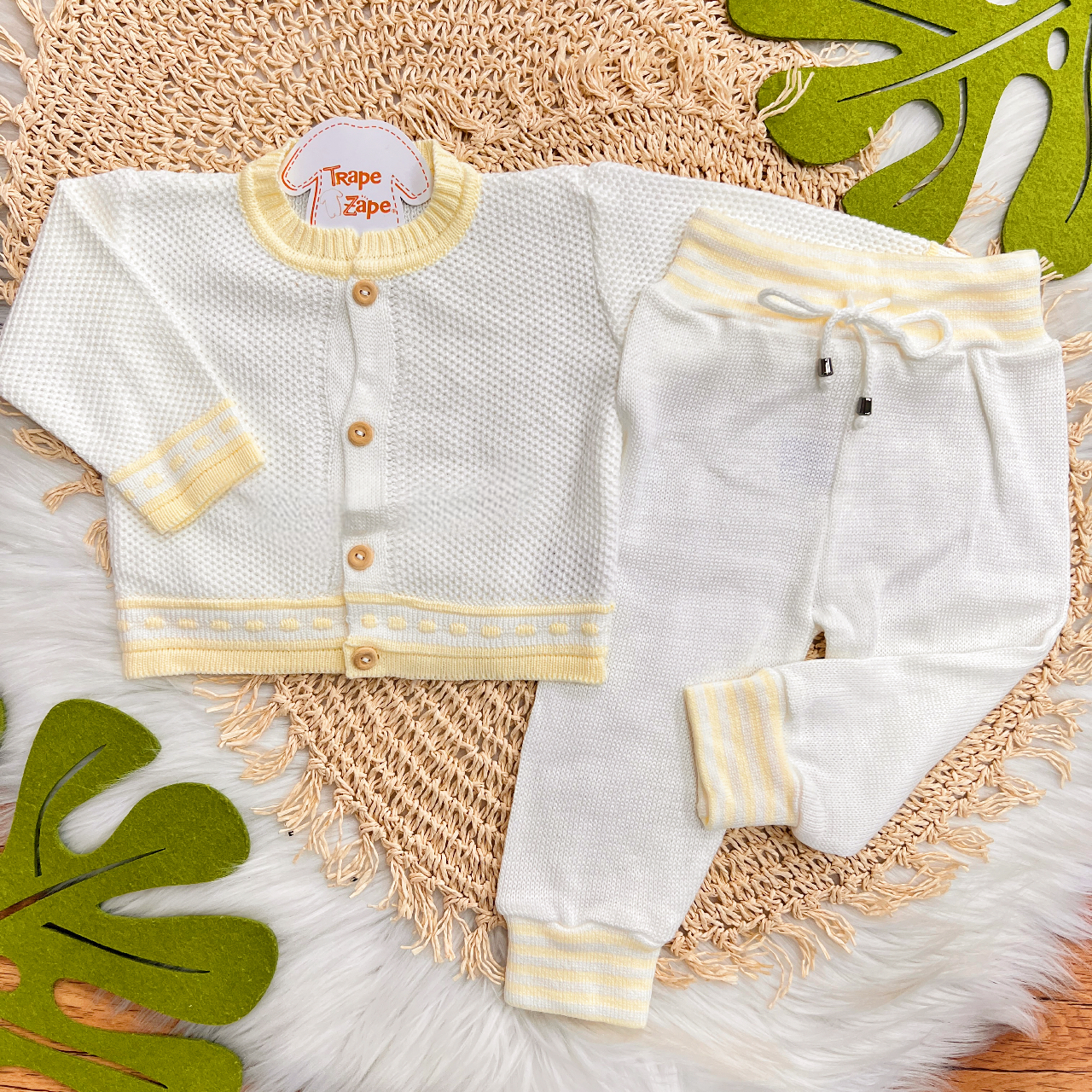 Conj de linha Tijolinho- Branco com amarelo